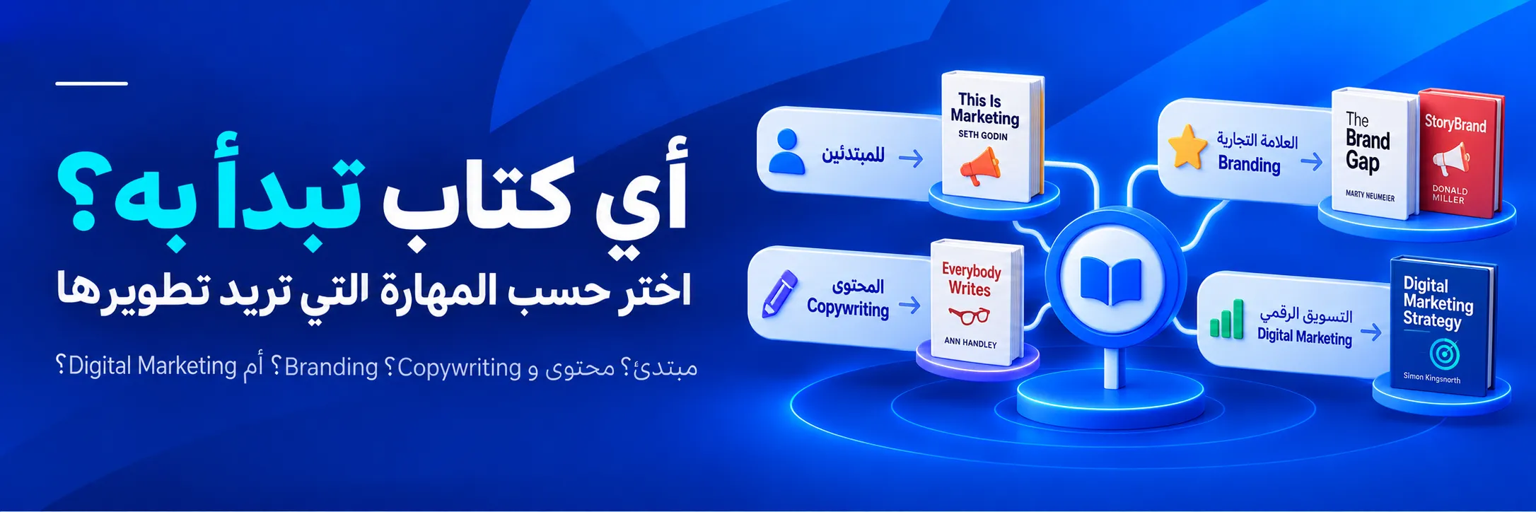 كيف تختار أفضل كتاب تسويق للمبتدئين وتطوير مهارات البراندنج والمحتوى والتسويق الرقمي